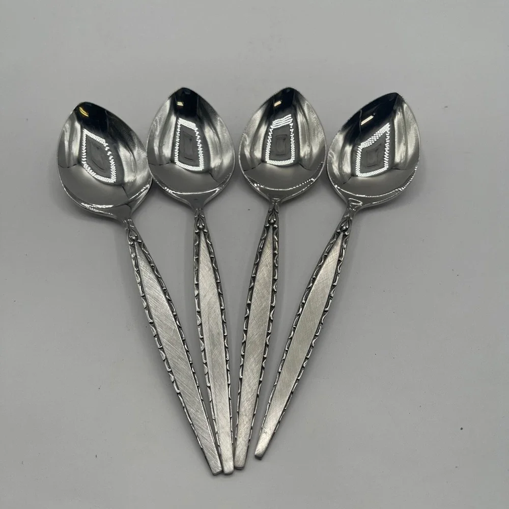 Oneida Community Venetia MCM Soup Spoons Stainless Flatware‎ Lot Set Of 4